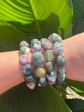 Load image into Gallery viewer, Fancy Jasper Tumbled Stone Stretch Bracelet, Natural Crystal Bead Bracelet, Polished Gemstone Beads, One Size, Premium High Quality