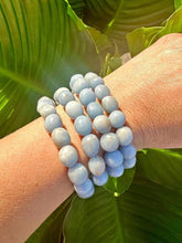 Load image into Gallery viewer, Angelite Bracelet, Tumbled Angelite Stretch Bracelet, Natural Crystal Bead Bracelet, Polished Gemstone Blue Bracelet, Premium Quality Stone