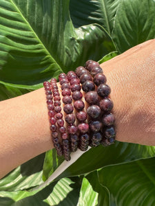 Garnet Crystal Bracelet, 4mm, 6mm, 8mm Beaded Stretch Bracelets, Premium Natural Gemstone Jewelry, Grade A Quality Stones, Bulk Wholesale