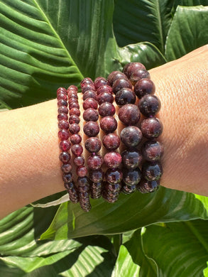 Garnet Crystal Bracelet, 4mm, 6mm, 8mm Beaded Stretch Bracelets, Premium Natural Gemstone Jewelry, Grade A Quality Stones, Bulk Wholesale