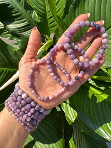 Lepidolite Bracelet, 4mm, 6mm, 8mm Bead Stretch Bracelet, Premium Natural Gemstone Jewelry, Premium Grade Purple Crystal Bracelet, Wholesale