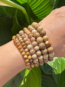 Picture Jasper Bracelet, 4mm, 6mm, 8mm Bead, Jasper Stone Stretch Bracelet, Premium Natural Gemstone Jewelry, Premium Grade, Wholesale Bulk