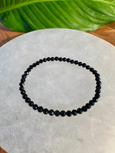 Load image into Gallery viewer, Black Tourmaline Bracelet, Faceted 4mm Crystal Bracelet made with Natural Tourmaline Beads, Authentic Gemstone Small Bead Bracelets