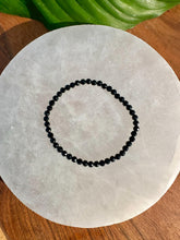 Load image into Gallery viewer, Black Tourmaline Bracelet, Faceted 4mm Crystal Bracelet made with Natural Tourmaline Beads, Authentic Gemstone Small Bead Bracelets