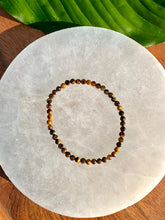 Load image into Gallery viewer, Tiger Eye Gemstone Bracelet, Faceted 4mm Crystal Bracelets made with Natural Tiger&#39;s Eye Beads, Authentic Crystal Stretch Bracelet