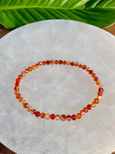 Load image into Gallery viewer, Dainty Carnelian Bracelet, Faceted 4mm Crystal Bracelet made with Natural Carnelian Beads, Authentic Gemstone Small Bead Bracelets