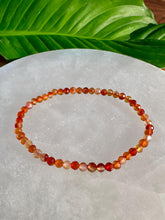 Load image into Gallery viewer, Dainty Carnelian Bracelet, Faceted 4mm Crystal Bracelet made with Natural Carnelian Beads, Authentic Gemstone Small Bead Bracelets