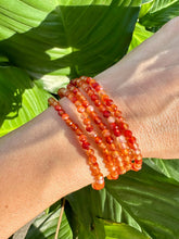 Load image into Gallery viewer, Dainty Carnelian Bracelet, Faceted 4mm Crystal Bracelet made with Natural Carnelian Beads, Authentic Gemstone Small Bead Bracelets