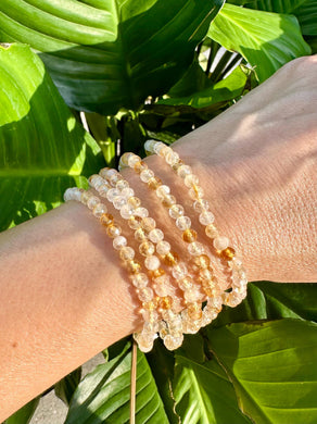 Citrine Bracelet, 4mm Faceted Crystal Bracelet made with Natural Citrine Beads, Small Beaded Gemstone Bracelets
