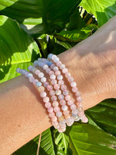 Load image into Gallery viewer, Morganite Crystal Bracelet, Faceted 4mm Gemstone Bracelet made with Natural Morganite Beads, Authentic Gemstone Small Beaded Bracelets