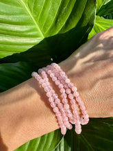 Load image into Gallery viewer, Rose Quartz Crystal Bracelet, Faceted 4mm Gemstone Bracelet made with Natural Rose Quartz Beads, Small Bead Gemstone Bracelets