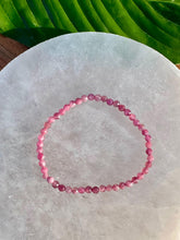 Load image into Gallery viewer, Rubelite Bracelet, 4mm Faceted Gemstone Bracelet made with Natural Rubelite Beads, Dainty Gemstone Bracelets, Pink Crystal Bracelet