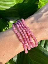 Load image into Gallery viewer, Rubelite Bracelet, 4mm Faceted Gemstone Bracelet made with Natural Rubelite Beads, Dainty Gemstone Bracelets, Pink Crystal Bracelet