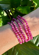 Load image into Gallery viewer, Ruby Bracelet, 4mm Faceted Gemstone Bracelet made with Natural Ruby Beads, Dainty Gemstone Bracelets, Pink Crystal Healing Bracelet