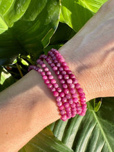 Load image into Gallery viewer, Ruby Bracelet, 4mm Faceted Gemstone Bracelet made with Natural Ruby Beads, Dainty Gemstone Bracelets, Pink Crystal Healing Bracelet