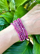 Load image into Gallery viewer, Ruby Bracelet, 4mm Faceted Gemstone Bracelet made with Natural Ruby Beads, Dainty Gemstone Bracelets, Pink Crystal Healing Bracelet