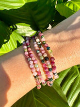 Load image into Gallery viewer, Rainbow Tourmaline Bracelet, Faceted 4mm Crystal Bracelet made with Natural Watermelon Tourmaline Beads, Authentic Gemstone Beaded Bracelets