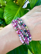 Load image into Gallery viewer, Rainbow Tourmaline Bracelet, Faceted 4mm Crystal Bracelet made with Natural Watermelon Tourmaline Beads, Authentic Gemstone Beaded Bracelets