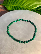Load image into Gallery viewer, Malachite Bracelet, Faceted 4mm Crystal Bracelet made with Natural Malachite Beads, Authentic Gemstone Bead Bracelets with Natural Stones