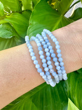 Load image into Gallery viewer, Angelite Bracelet, Faceted 4mm Crystal Bracelet made with Natural Angelite Beads, Authentic Beaded Bracelets with Natural Gemstones