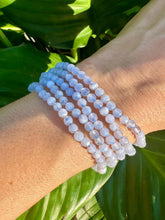 Load image into Gallery viewer, Blue Lace Agate Bracelet, Faceted 4mm Crystal Bracelet made with Natural Agate Beads, Authentic Beaded Bracelets with Natural Gemstones