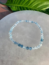 Load image into Gallery viewer, Aquamarine Crystal Bracelet, 4mm Faceted Aquamarine Bracelet, Authentic Beaded Bracelets with Natural Gemstones
