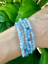 Load image into Gallery viewer, Aquamarine Crystal Bracelet, 4mm Faceted Aquamarine Bracelet, Authentic Beaded Bracelets with Natural Gemstones