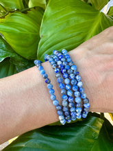 Load image into Gallery viewer, Lapis Lazuli Bracelet, 4mm Faceted Lapis Bracelet, Authentic Beaded Bracelets with Natural Gemstones, Small Bead Stackable Bracelet