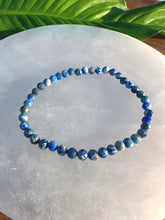 Load image into Gallery viewer, Lapis Lazuli Bracelet, 4mm Faceted Lapis Bracelet, Authentic Beaded Bracelets with Natural Gemstones, Small Bead Stackable Bracelet