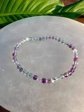Load image into Gallery viewer, Fluorite Bracelet, 4mm Rainbow Fluorite Faceted Crystal Bracelet, Authentic Beaded Bracelets with Natural Gemstones, Small Bead Bracelet