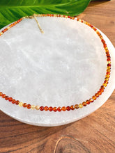 Load image into Gallery viewer, Carnelian Necklace, 2-3mm Faceted Carnelian Crystal Necklace, 14-16 in. Small Bead Gemstone Choker, 100% Natural Grade A Crystal Jewelry