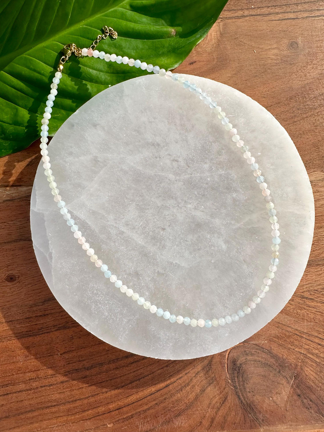 Morganite Necklace, 2-3mm Faceted Morganite Crystal Necklace, 14-16 in. Tiny Beaded Gemstone Choker, 100% Natural Grade A Crystal Jewelry