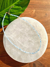 Load image into Gallery viewer, Aquamarine Crystal Necklace, 2-3mm Faceted Aquamarine Necklace, 14-16 in. Beaded Gemstone Choker, 100% Natural Grade A Crystal Jewelry
