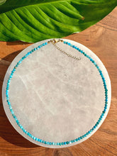 Load image into Gallery viewer, Apatite Necklace, 2-3mm Faceted Apatite Crystal Necklace, 14-16 in. Beaded Gemstone Choker, 100% Natural Grade A Crystal Jewelry