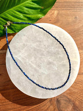 Load image into Gallery viewer, Lapis Lazuli Necklace, 2-3mm Faceted Lapis Crystal Necklace, 14-16 in. Beaded Gemstone Choker, 100% Natural Grade A Crystal Jewelry