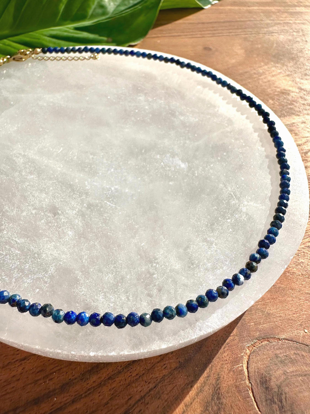 Lapis Lazuli Necklace, 2-3mm Faceted Lapis Crystal Necklace, 14-16 in. Beaded Gemstone Choker, 100% Natural Grade A Crystal Jewelry