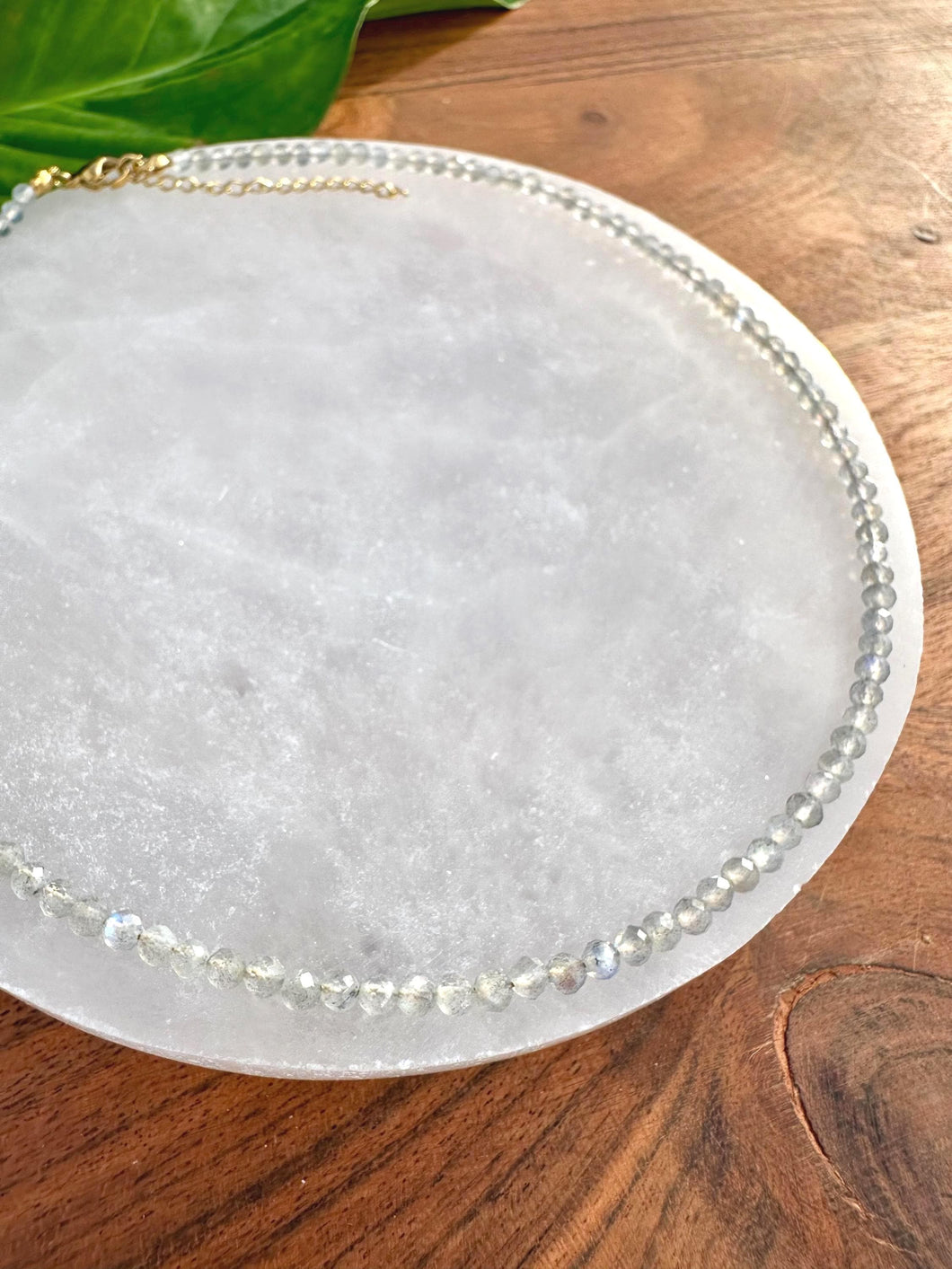 Labradorite Necklace, 2-3mm Faceted Labradorite Crystal Necklace, 14-16 in. Beaded Gemstone Choker, 100% Natural Crystal Healing Jewelry