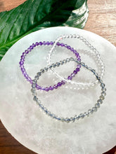 Load image into Gallery viewer, Bracelet Set for Anxiety &amp; Stress Relief | Amethyst, Labradorite, Clear Quartz | 4mm Bead Crystal Bracelet Gift Set, Crystal Healing Jewelry