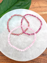 Load image into Gallery viewer, Bracelet Set for Love, Heart Chakra | Rose Quartz, Rubelite &amp; Rhodonite | 4mm Bead Crystal Bracelet Gift Set, Crystal Healing Jewelry
