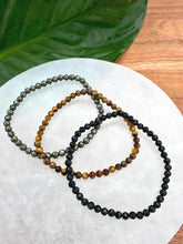 Load image into Gallery viewer, Protection Bracelet Set | Black Tourmaline, Tiger Eye, Pyrite | Crystal Bracelet Gift Set for Grounding, Crystal Healing Jewelry