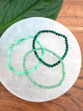 Load image into Gallery viewer, Good Luck Bracelet Set | Chrysoprase, Malachite, Green Aventurine | 4mm Bead Crystal Bracelet Gift Set, Crystal Healing Jewelry