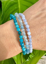 Load image into Gallery viewer, Crystal Bracelet Set for Expression &amp; Clarity | Apatite, Aquamarine, Blue Lace Agate | Crystal Bracelet Gift Set, Crystal Healing Jewelry