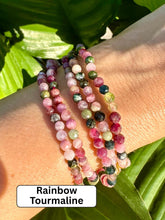 Load image into Gallery viewer, Tourmaline Bracelet Set for Protection &amp; Passion | Rainbow Tourmaline, Black Tourmaline, Rubelite | 4mm Bead Crystal Bracelet Gift Set