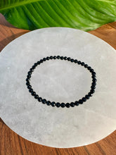 Load image into Gallery viewer, Black Tourmaline Bracelet, Faceted 4mm Crystal Bracelet made with Natural Tourmaline Beads, Authentic Gemstone Small Bead Bracelets