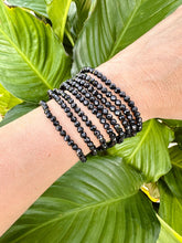 Load image into Gallery viewer, Black Tourmaline Bracelet, Faceted 4mm Crystal Bracelet made with Natural Tourmaline Beads, Authentic Gemstone Small Bead Bracelets