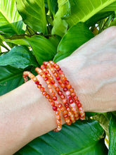 Load image into Gallery viewer, Dainty Carnelian Bracelet, Faceted 4mm Crystal Bracelet made with Natural Carnelian Beads, Authentic Gemstone Small Bead Bracelets