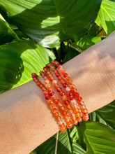 Load image into Gallery viewer, Dainty Carnelian Bracelet, Faceted 4mm Crystal Bracelet made with Natural Carnelian Beads, Authentic Gemstone Small Bead Bracelets