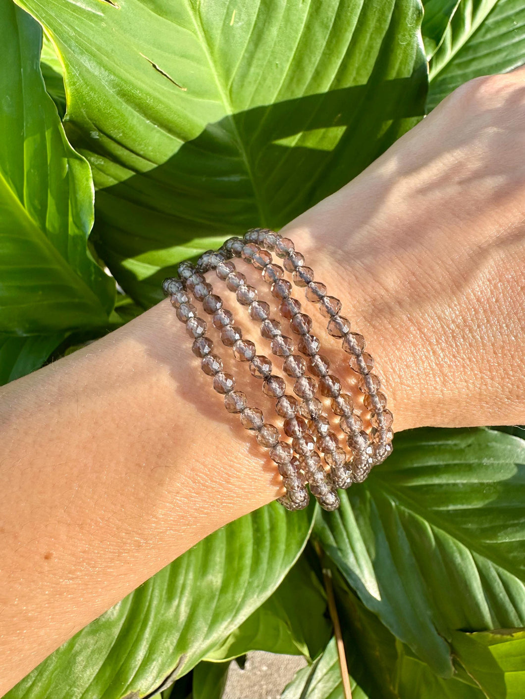 Smoky Quartz Crystal Bracelet, Faceted 4mm Gemstone Bracelet made with Natural Smoky Quartz Beads, Authentic Gemstone Small Beaded Bracelets