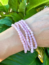 Load image into Gallery viewer, Rose Quartz Crystal Bracelet, Faceted 4mm Gemstone Bracelet made with Natural Rose Quartz Beads, Small Bead Gemstone Bracelets