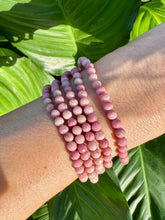 Load image into Gallery viewer, Rhodonite Bracelet, 4mm Faceted Gemstone Bracelet made with Natural Rhodonite Beads, Dainty Gemstone Bracelets, Pink Crystal Bracelet
